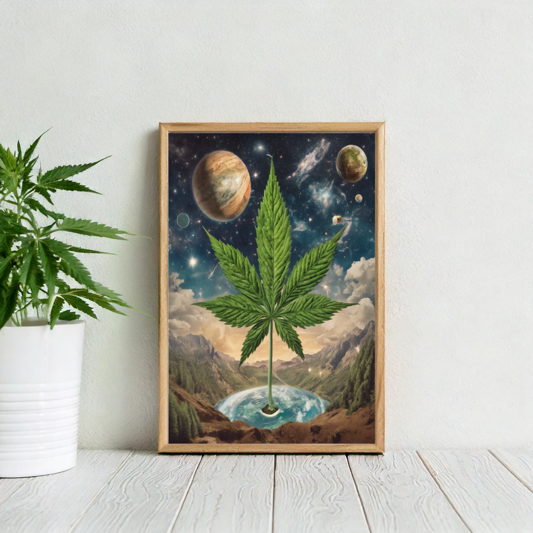 Surreal Cannabis Leaf Art | Stay High Art | Cannabis Wall Art | Weed Poster | Trippy Wall Art | Cannabis Art | 420-Friendly | Marijuana Art