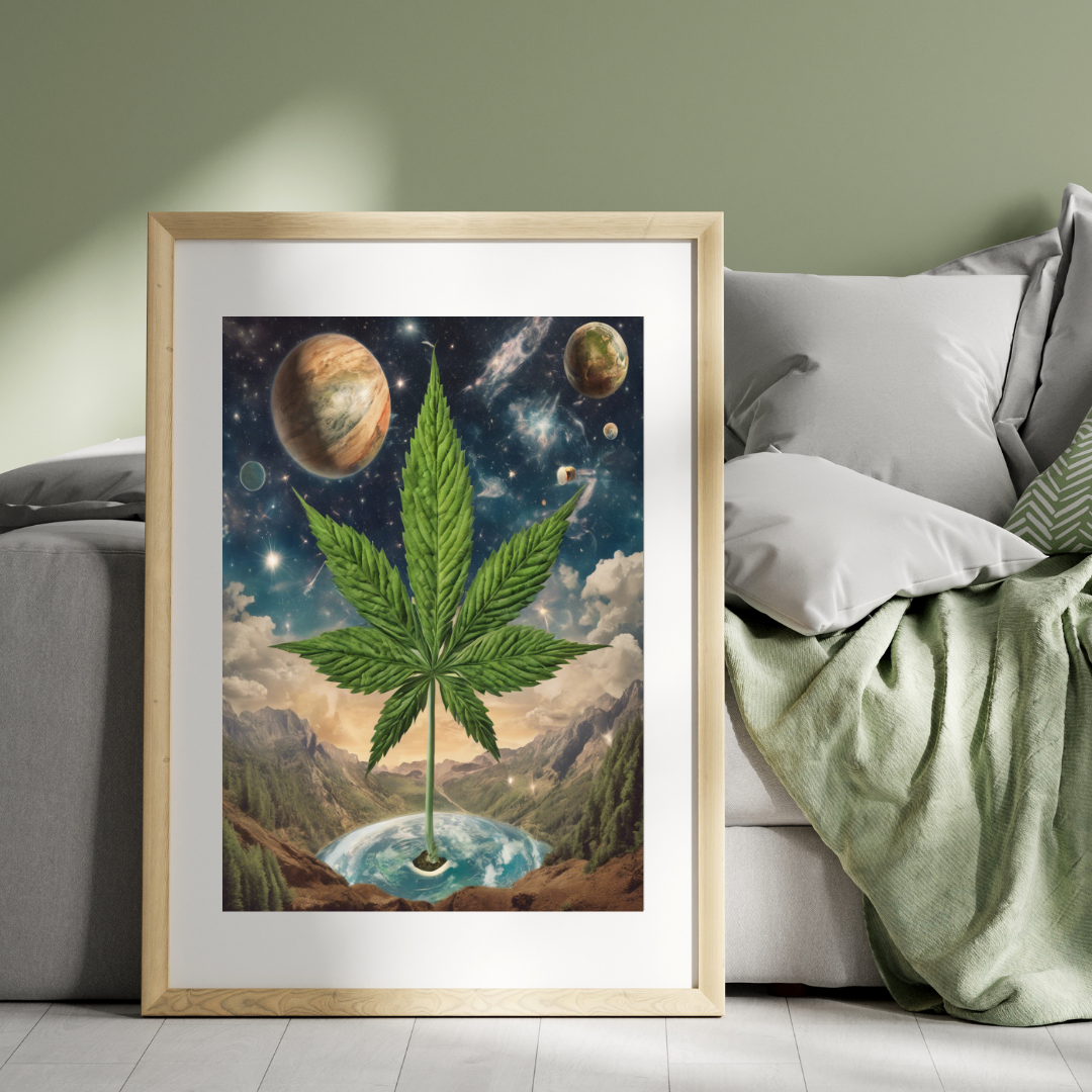 Surreal Cannabis Leaf Art | Stay High Art | Cannabis Wall Art | Weed Poster | Trippy Wall Art | Cannabis Art | 420-Friendly | Marijuana Art