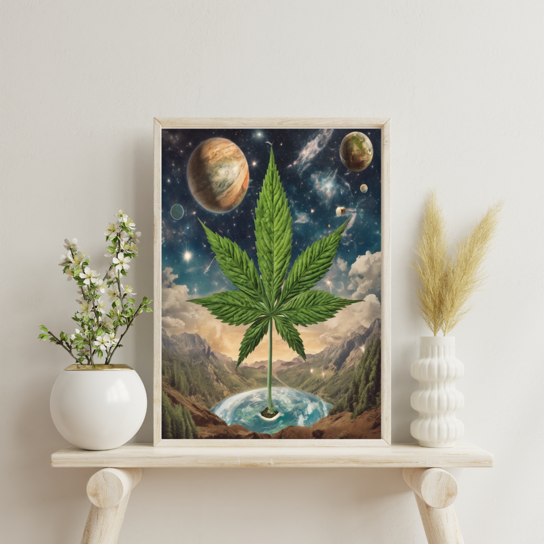 Surreal Cannabis Leaf Art | Stay High Art | Cannabis Wall Art | Weed Poster | Trippy Wall Art | Cannabis Art | 420-Friendly | Marijuana Art