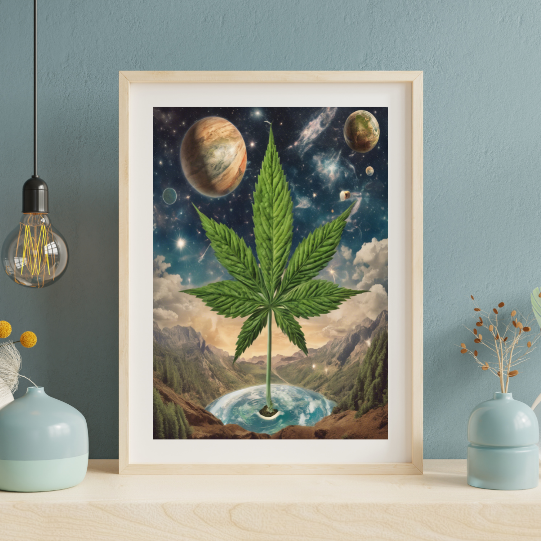 Surreal Cannabis Leaf Art | Stay High Art | Cannabis Wall Art | Weed Poster | Trippy Wall Art | Cannabis Art | 420-Friendly | Marijuana Art