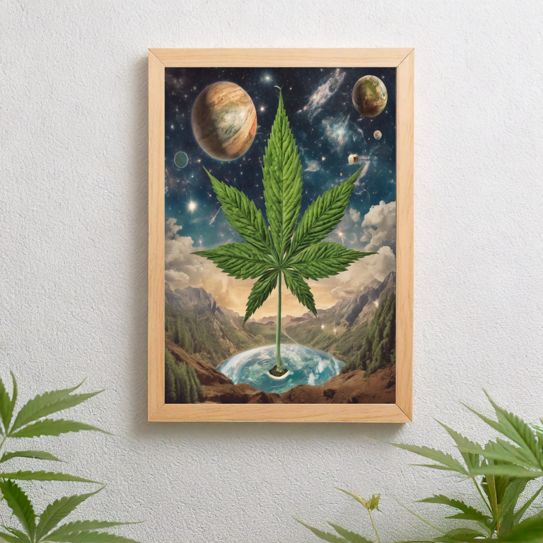 Surreal Cannabis Leaf Art | Stay High Art | Cannabis Wall Art | Weed Poster | Trippy Wall Art | Cannabis Art | 420-Friendly | Marijuana Art