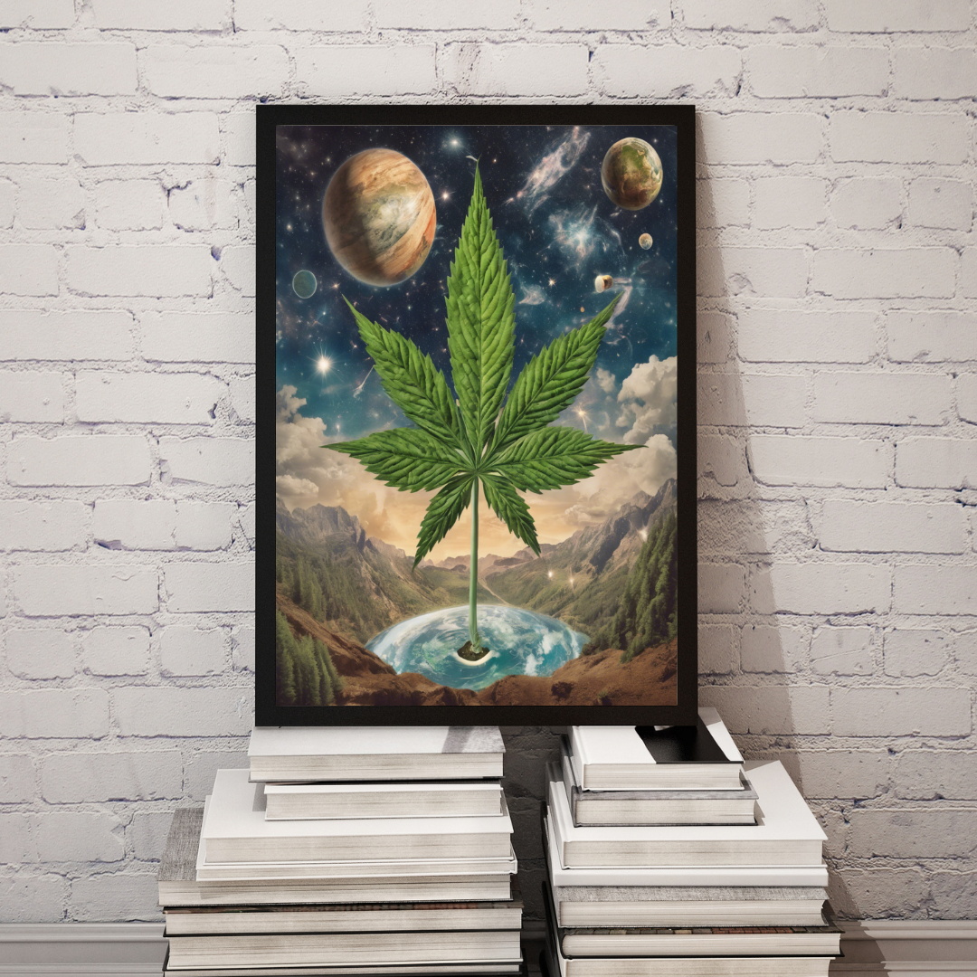 Surreal Cannabis Leaf Art | Stay High Art | Cannabis Wall Art | Weed Poster | Trippy Wall Art | Cannabis Art | 420-Friendly | Marijuana Art