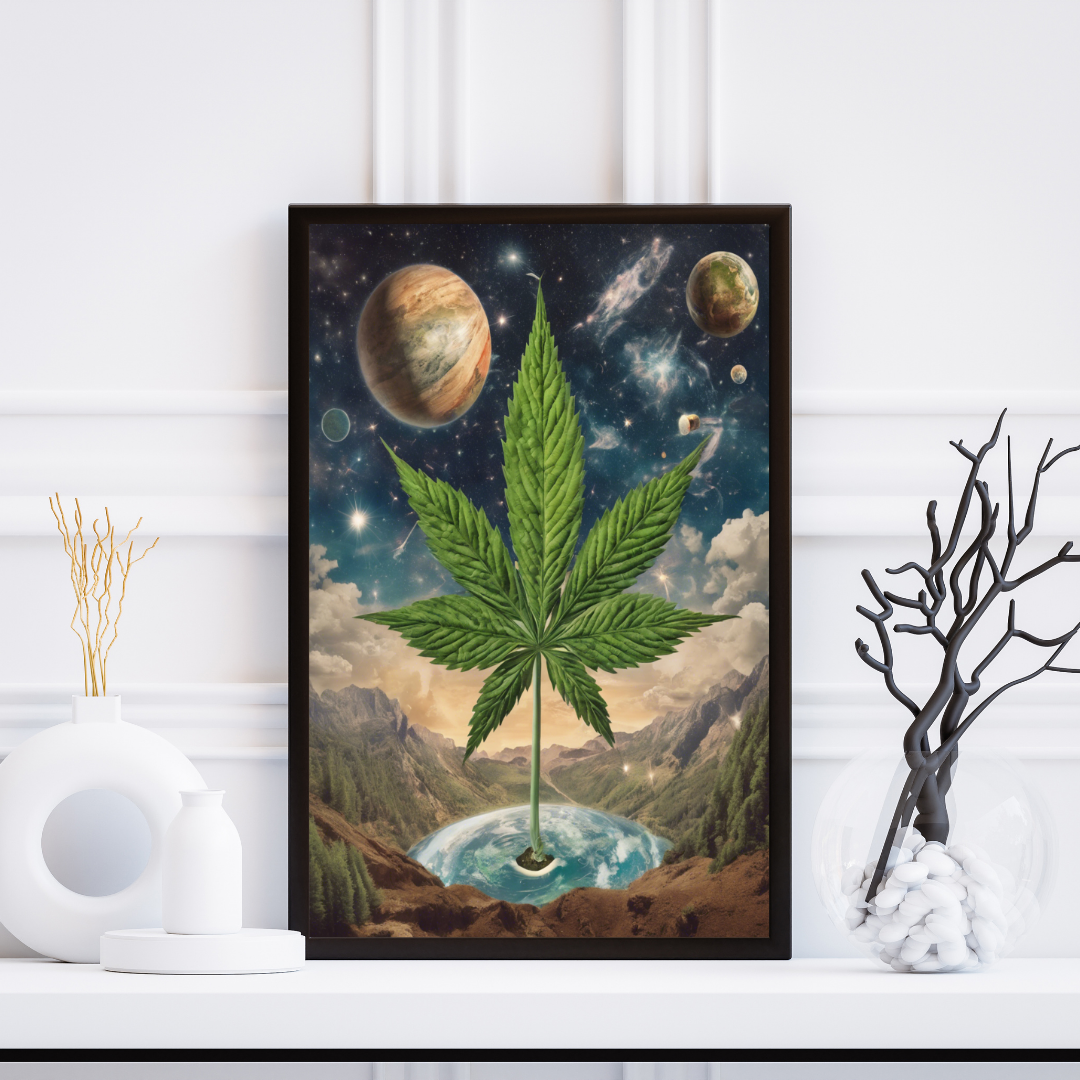 Surreal Cannabis Leaf Art | Stay High Art | Cannabis Wall Art | Weed Poster | Trippy Wall Art | Cannabis Art | 420-Friendly | Marijuana Art