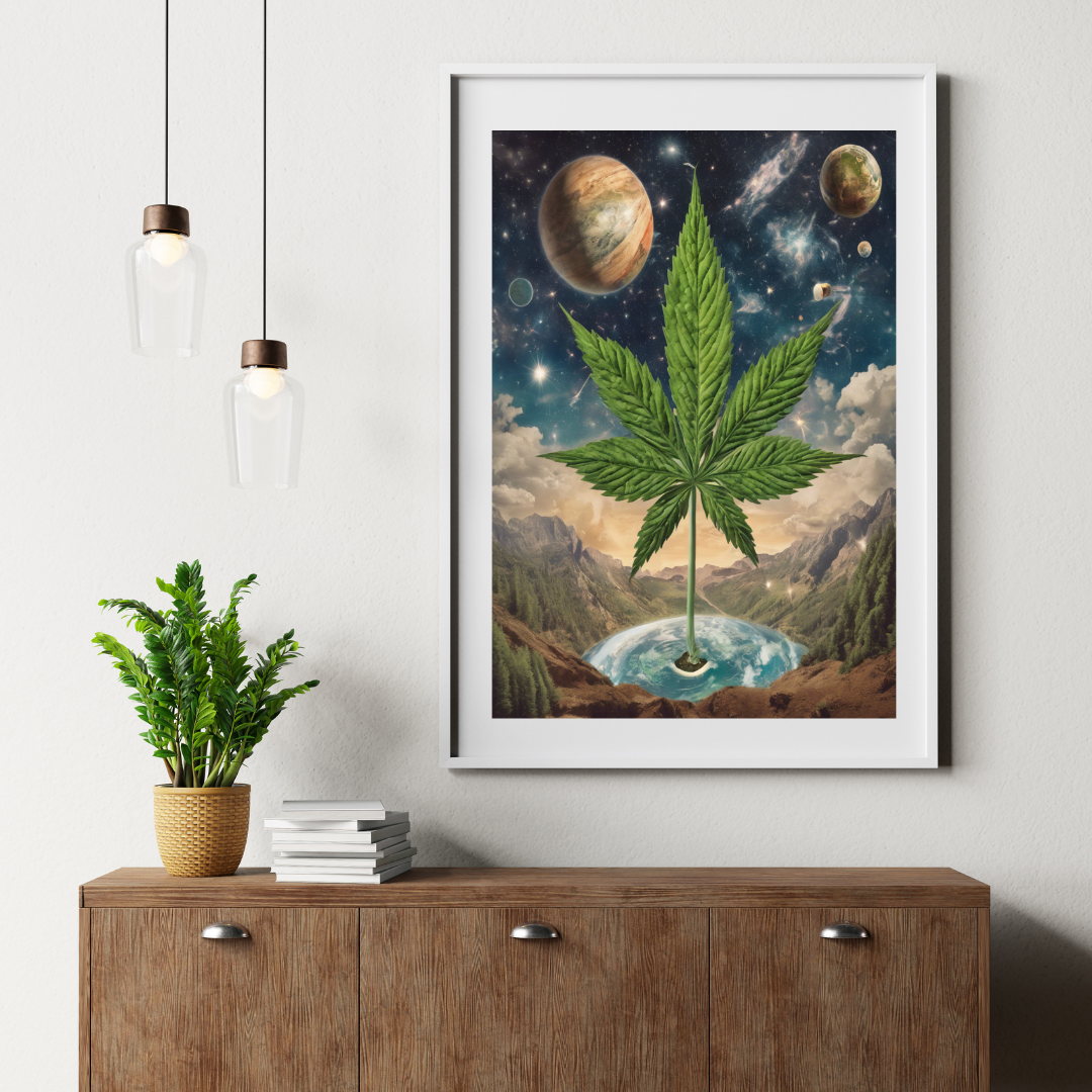 Surreal Cannabis Leaf Art | Stay High Art | Cannabis Wall Art | Weed Poster | Trippy Wall Art | Cannabis Art | 420-Friendly | Marijuana Art