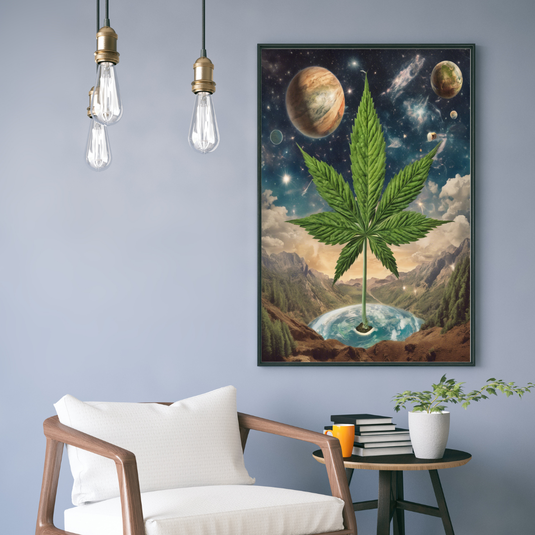 Surreal Cannabis Leaf Art | Stay High Art | Cannabis Wall Art | Weed Poster | Trippy Wall Art | Cannabis Art | 420-Friendly | Marijuana Art