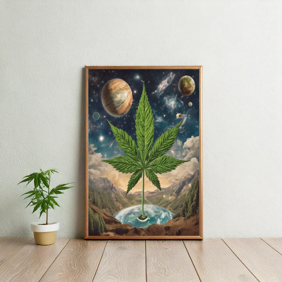 Surreal Cannabis Leaf Art | Stay High Art | Cannabis Wall Art | Weed Poster | Trippy Wall Art | Cannabis Art | 420-Friendly | Marijuana Art