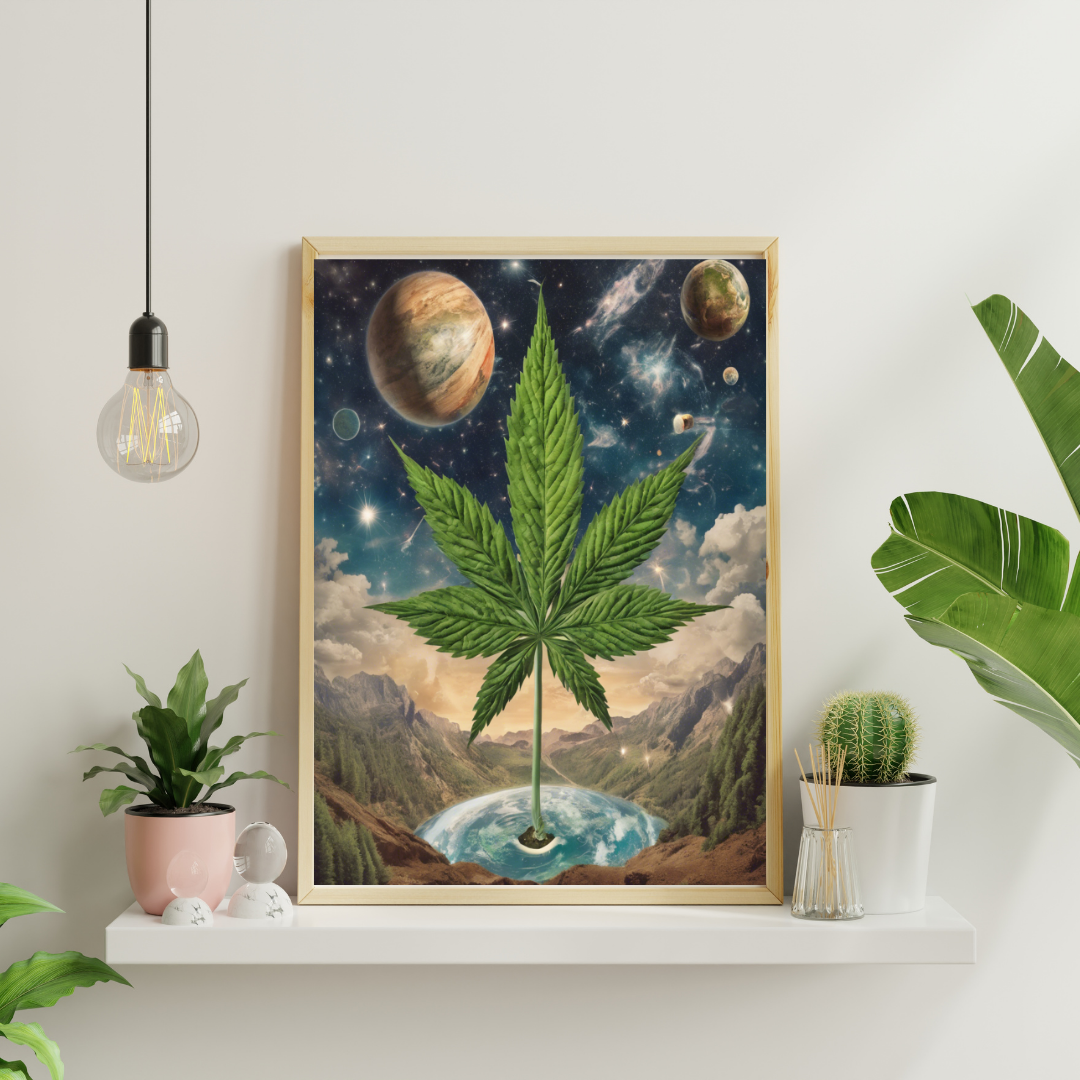 Surreal Cannabis Leaf Art | Stay High Art | Cannabis Wall Art | Weed Poster | Trippy Wall Art | Cannabis Art | 420-Friendly | Marijuana Art