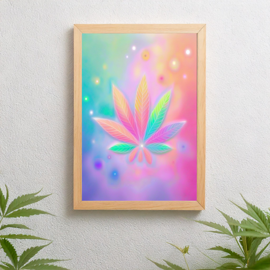 Luminous Pastel Cannabis Leaf Wall Art | Stay High Art | Cannabis Wall Art | Artful Cannabis | Weed Poster | Trippie Wall Art | Cannabis Poster | Marijuana Art