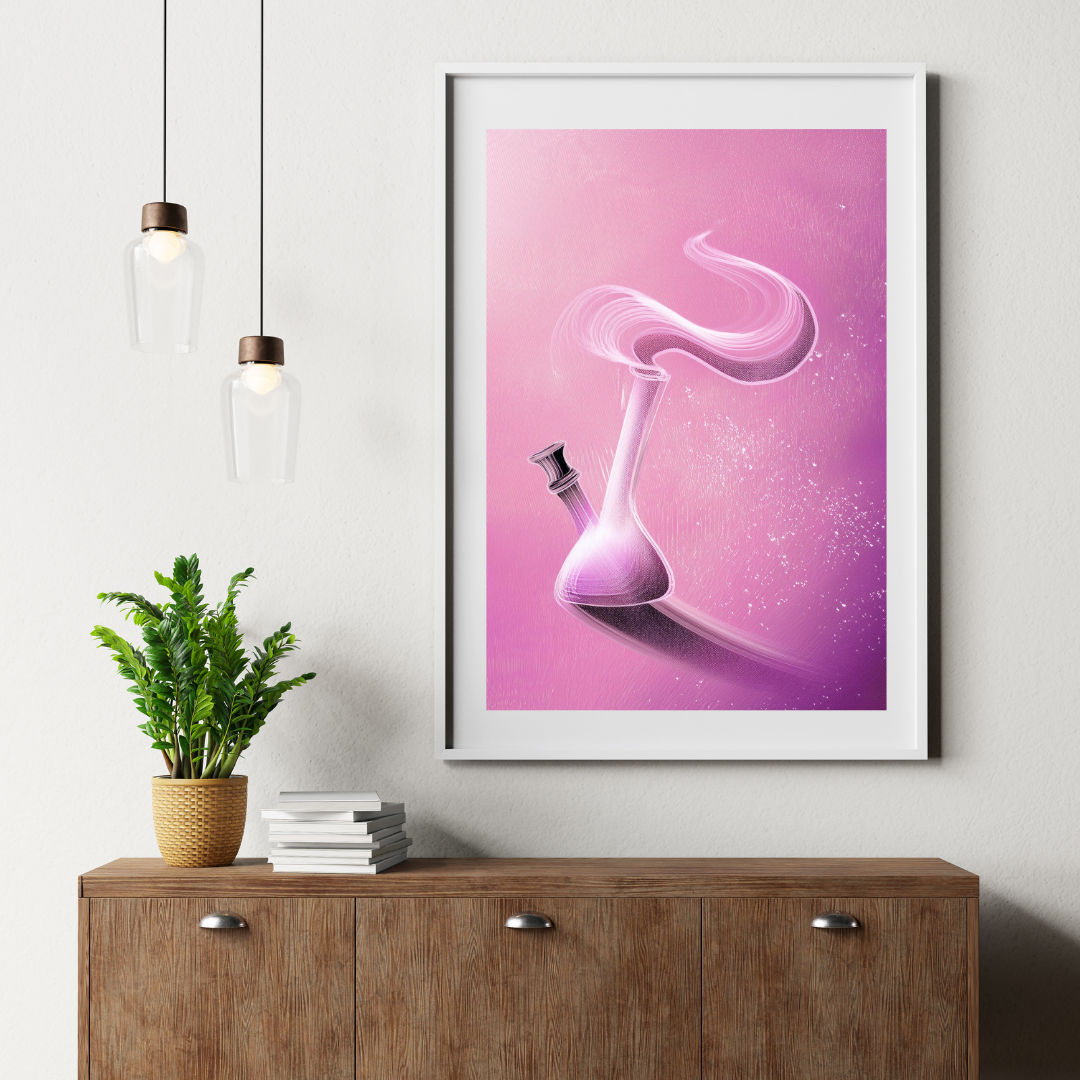 Pink Bong Wall Art | Trippy Wall Art | Cannabis Poster | Weed Poster | Marijuana Art | Stay High Art | 420-Friendly Decor | Maryjane Print