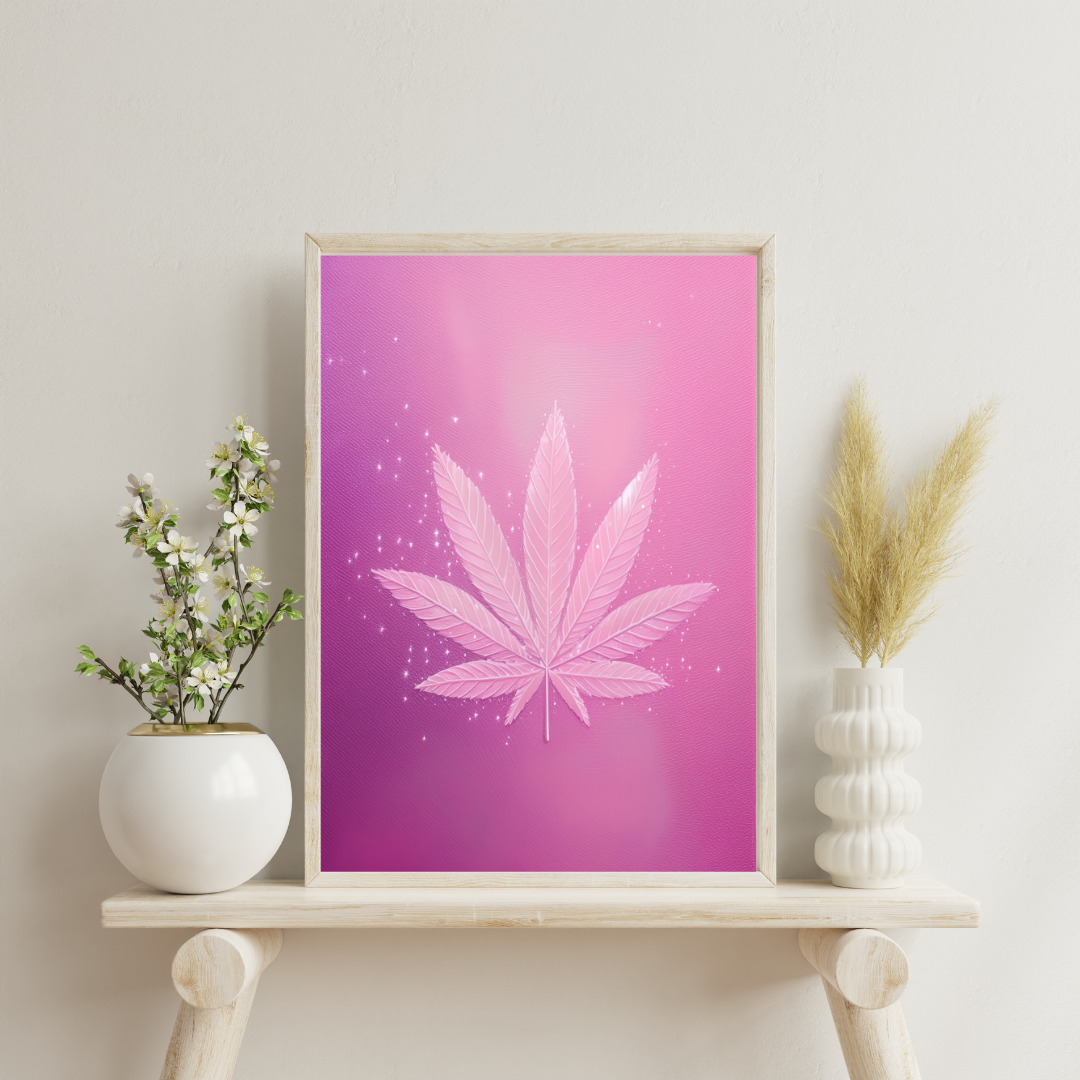 Pink Cannabis Art | Abstract Weed Art | Trippy Wall Art | Marijuana Art | Cannabis Poster | 420-Friendly Print | Fun Weed Art | Maryjane Decor