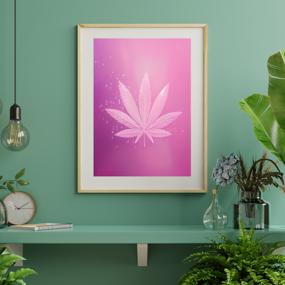 Pink Cannabis Art | Abstract Weed Art | Trippy Wall Art | Marijuana Art | Cannabis Poster | 420-Friendly Print | Fun Weed Art | Maryjane Decor