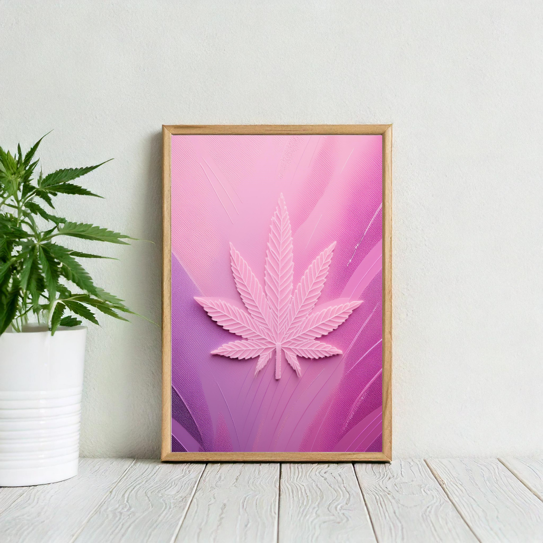 Pink Cannabis Leaf | Trippy Wall Art | Marijuana Art | Cannabis Poster | Weed Poster | Stay High Art | 420-Friendly Decor | Maryjane Print