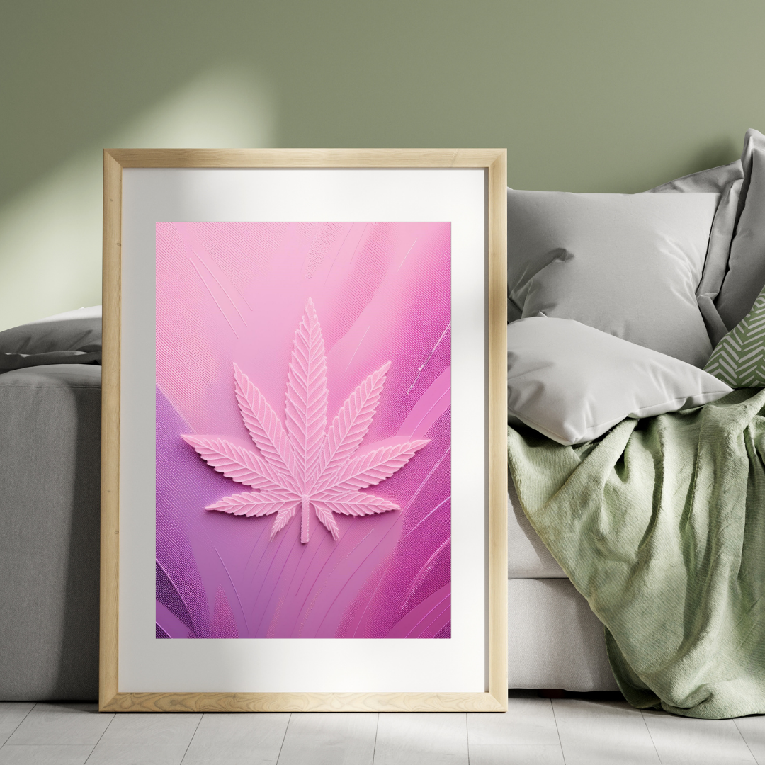 Pink Cannabis Leaf | Trippy Wall Art | Marijuana Art | Cannabis Poster | Weed Poster | Stay High Art | 420-Friendly Decor | Maryjane Print