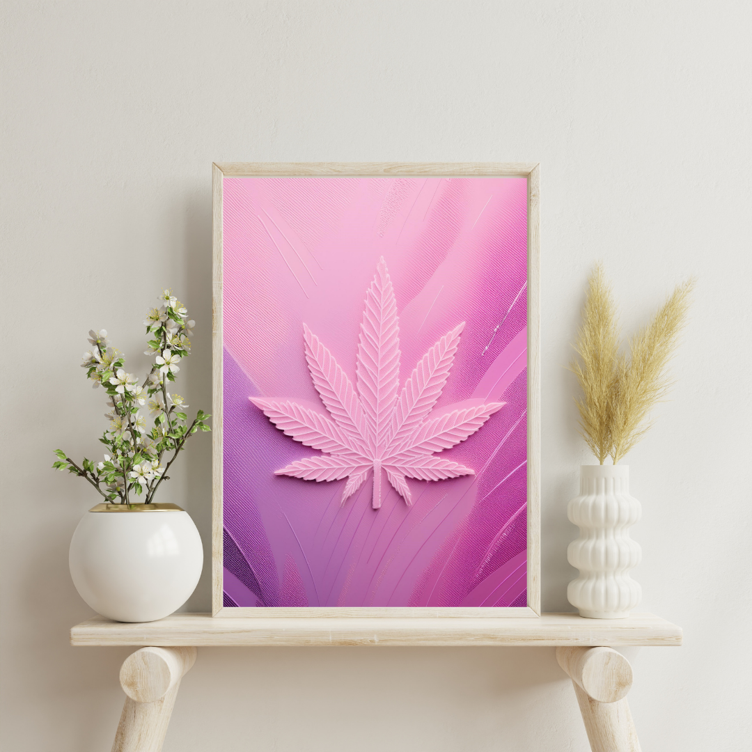 Pink Cannabis Leaf | Trippy Wall Art | Marijuana Art | Cannabis Poster | Weed Poster | Stay High Art | 420-Friendly Decor | Maryjane Print