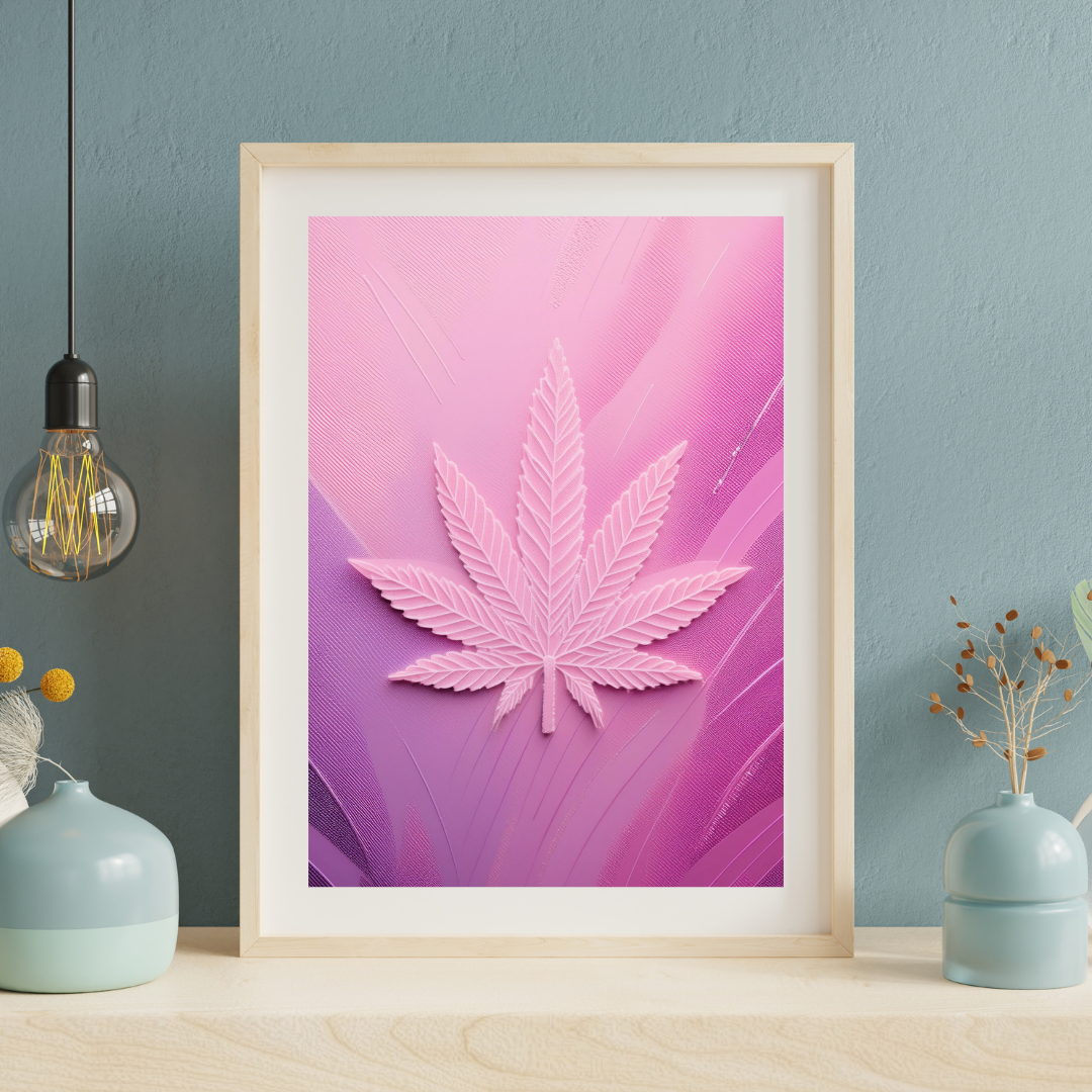 Pink Cannabis Leaf | Trippy Wall Art | Marijuana Art | Cannabis Poster | Weed Poster | Stay High Art | 420-Friendly Decor | Maryjane Print