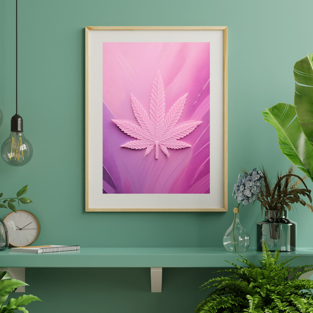 Pink Cannabis Leaf | Trippy Wall Art | Marijuana Art | Cannabis Poster | Weed Poster | Stay High Art | 420-Friendly Decor | Maryjane Print