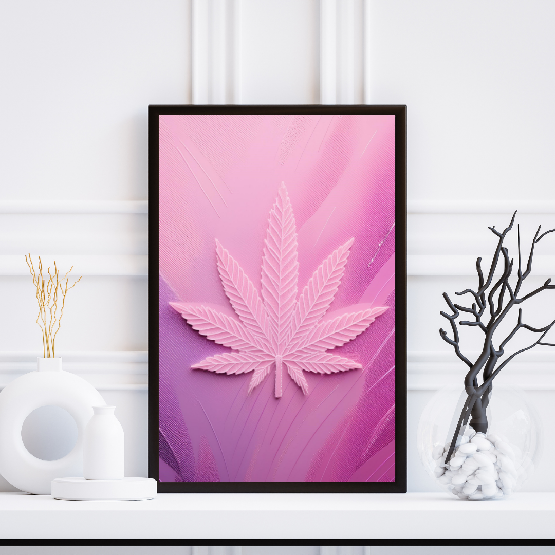 Pink Cannabis Leaf | Trippy Wall Art | Marijuana Art | Cannabis Poster | Weed Poster | Stay High Art | 420-Friendly Decor | Maryjane Print