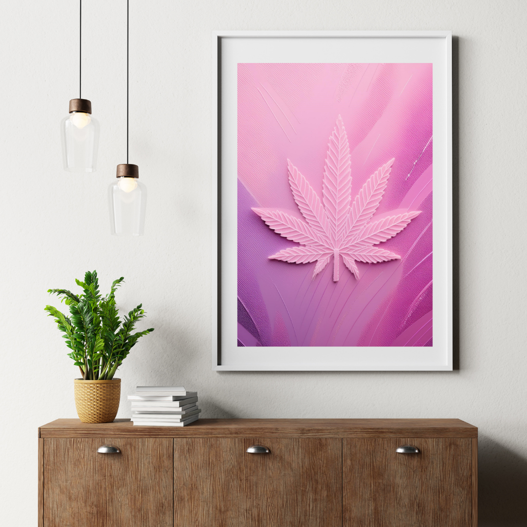 Pink Cannabis Leaf | Trippy Wall Art | Marijuana Art | Cannabis Poster | Weed Poster | Stay High Art | 420-Friendly Decor | Maryjane Print