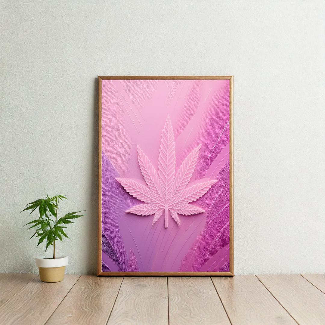 Pink Cannabis Leaf | Trippy Wall Art | Marijuana Art | Cannabis Poster | Weed Poster | Stay High Art | 420-Friendly Decor | Maryjane Print