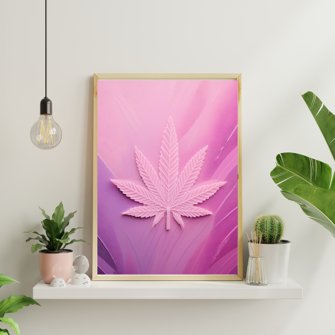 Pink Cannabis Leaf | Trippy Wall Art | Marijuana Art | Cannabis Poster | Weed Poster | Stay High Art | 420-Friendly Decor | Maryjane Print