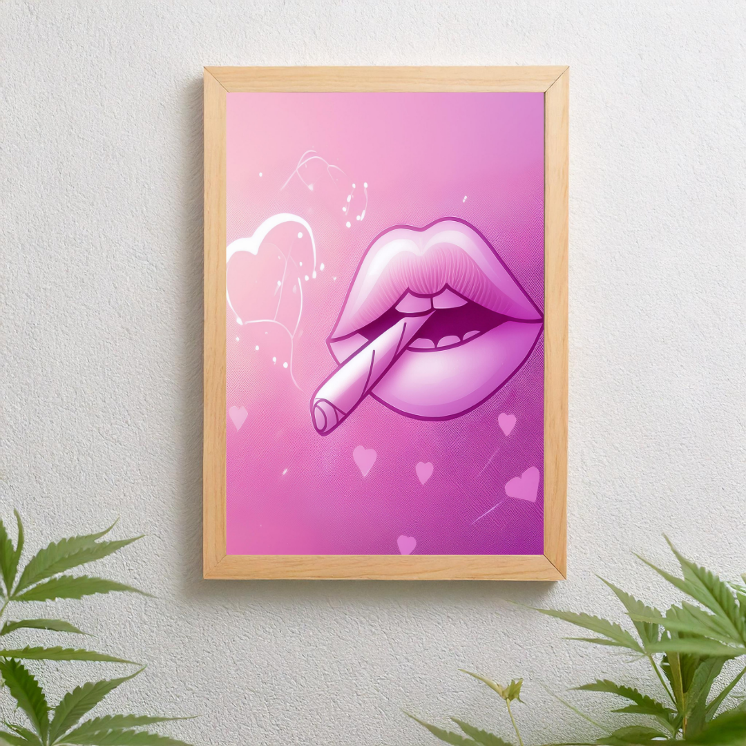 Pink Lips Art | Trippy Wall Art | Cannabis Poster | Marijuana Art | 420-Friendly Decor | Stay High Art | Fun Weed Art | Psychedelic Lips Print