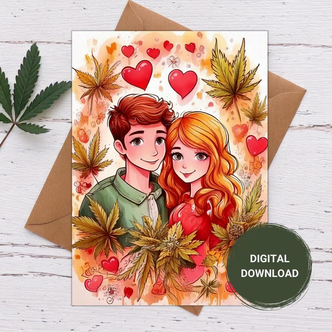 Romantic stoner couple  Valentine&#39;s day card